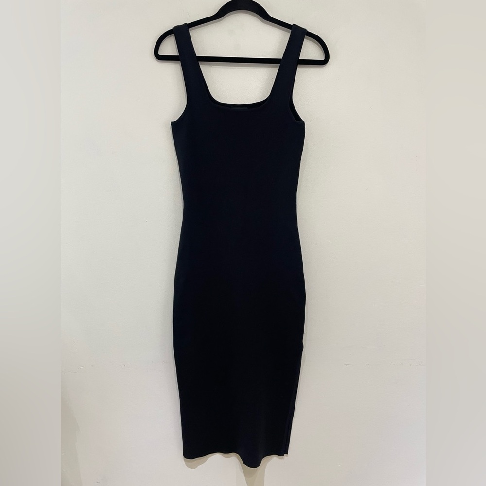 MIOU MUSE Shania Ribbed Midi Dress | Black | Minimalist Y2K Size Large - Picture 6 of 12